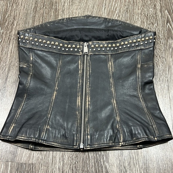 AREA Studded Leather Strapless Corset Top - Picture 8 of 11